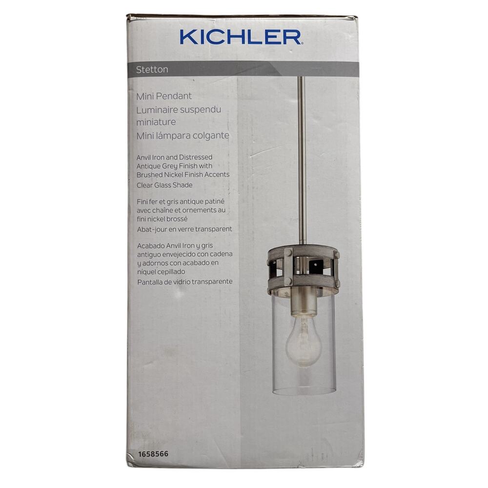 KICHLER Stetton 1-Light Brushed Nickel Contemporary Kitchen Mini Pendant